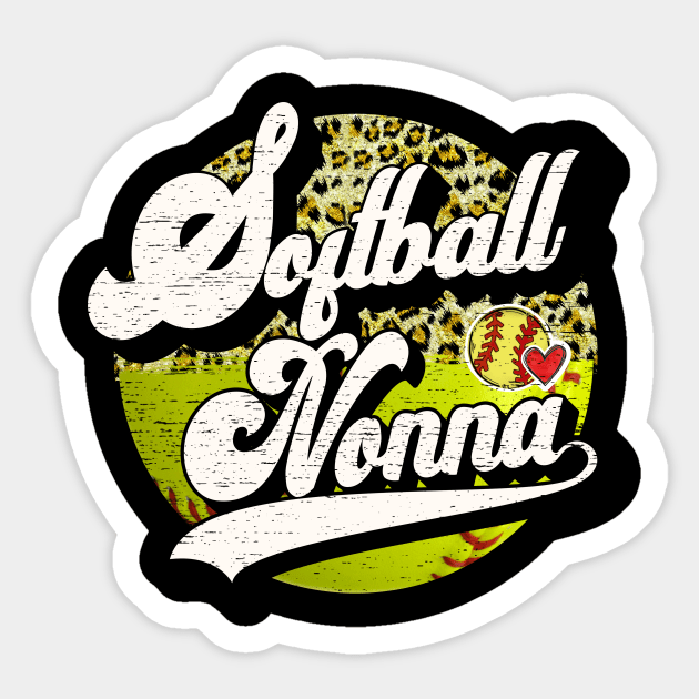 Softball Nonna Vintage Leopard Softball Family Matching Sticker by Wonder man 